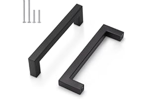 Probrico Schwarz Schrankgriffe, Schranktürgriff Quadratisch, Möbelgriffe 128mm Schwarz, 10 Stücke