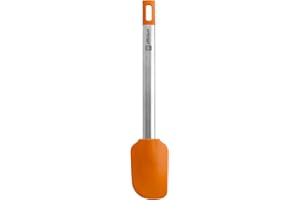 BRA Efficient Lengua Pastelera de Cocina, Acero INOX, Nailon y Silicona, Naranja, 27.5 cm
