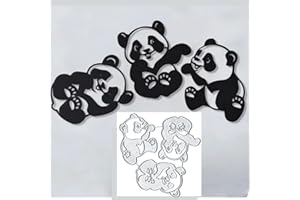 TINGZVEN 3Pcs/Set Animal Panda Decor Metal Die Cuts Cutting Dies, Panda Decor Paper Cards Cutting Dies Cut Stencils for DIY Embossing Card Making Book Tags Decorative Paper Dies Scrapbooking