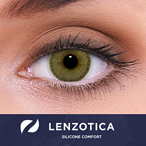 LENZOTICA lenti colorate 2 pezzi lenti a contatto in silicone idrogel naturale | lenti marroni colore Natural Hazel + contenitore | DIA 14.00 senza correzione 0.00 Diottrie | lenti a contatto