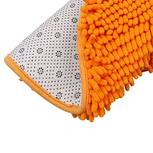 Luxbon Chenille Teppiche Stopp Antirutschmatte Badteppich Fussmatte Boden Sofa Matte Modern Orange Rund Ø 60 cm - 4