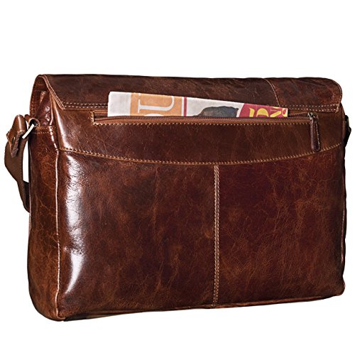 STILORD Businesstasche mit Laptopfach 15,6 Zoll Umhängetasche Herren Damen Aktentasche Unitasche Bürotasche Schultertasche Antik Leder braun - 5
