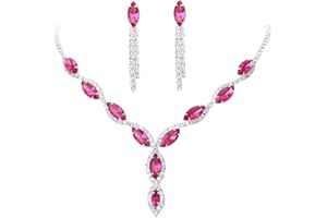 YAZILIND argent Strass Cristal Collier et boucles d'oreilles Ensembles (E)