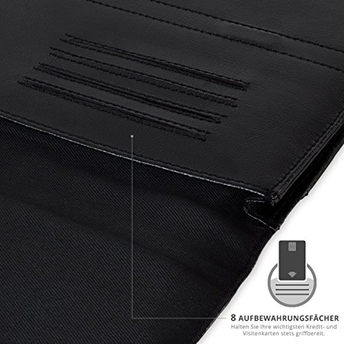 eFabrik Leder Tasche für Microsoft Surface Pro (2017) | Surface Pro 4 Schutz Hülle Cover Sleeve, Farbe:Schwarz - 4