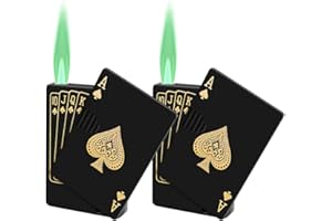 ZOYDP Pack of 2 Windproof Lighters, Cool Lighters, Jet Flame, Jet Torch Lighter, Card Shaped Lighter, Refillable Butane Fuel with Currency Detector