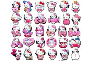 WOPIN 31pcs Hello Kitty shoe charm, Sanrio crocodile shoe decoration charm, cartoon shoe ornament, wristband, bracelet charm, cute shoe decoration charm, suitable for boys and girls kids party birthday gift