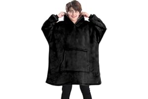 Lushforest forkidd Blanket Hoodie for Kids, Oversized Hoodie Sweatshirt Blanket, Super Soft Wearable Sherpa Fleece Dressing Gown, Hooded Robe, Gifts for Boys Girls 5-13 Years