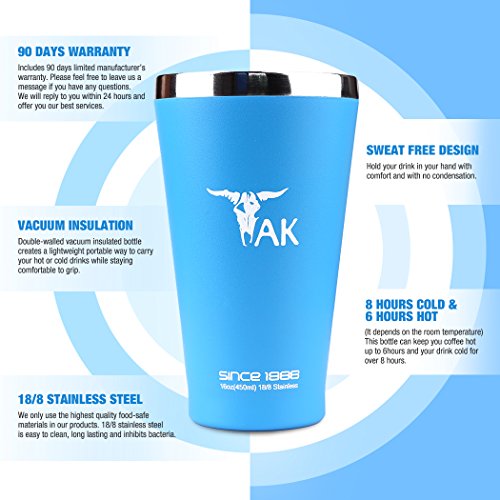 TAK 450ml Doppelschalig Edelstahl Trinkflaschen Trinkbecher Flasche Kaffeetasse Beer Tea Cup für Hält Hot Kaltgetränke - 3