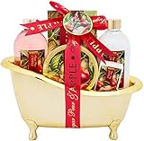 BRUBAKER Cosmetics - Coffret de bain - Poire à sucre/Pomme - 6 Pièces - Baignoire décorative - Doré/Rouge - Idée cadeau