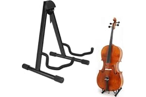 GOTOTOP Supporto per violoncello, pieghevole, regolabile, in acciaio A-Frame, supporto per violoncello, accessorio per strumenti musicali, colore: Nero