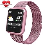 Fitness Intelligente Armbanduhr,Miya Intelligente Uhr wasserdicht IP68 Bluetooth Smartwatch mit Pulsuhr Fitness Tracker Sportuhr Fitness-Uhr mit Schlaf-Monitor Schrittzähler für Android iOS-Rotgold