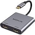 USB C to Dual HDMI Adapter, USB Type C to Dual Monitor HDMI Adapter 4K@60HZ for MacBook Pro 2020-2016,MacBook Air 2020-2018,Chromebook Pixel,LenovoYoga 720/730,Surface Book 2 etc