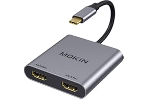 MOKIN USB C to Dual HDMI Adapter, USB Type C to Dual Monitor HDMI Adapter 4K@60HZ for MacBook Pro 2020-2016,MacBook Air 2020-2018,Chromebook Pixel,LenovoYoga 720/730,Surface Book 2 etc