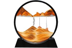 AOLIFLY Image d'art de sable mobile, peinture d'art de sable dynamique 3D, paysage d'art de sable rond en verre, mouvement fluide pour la maison bureau décoration cadeaux (orange, 30,5 cm)