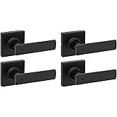 Kwikset Breton İ&ccedil; Mekan Gizlilik Kapı Kolu Kilitli 4'l&uuml; Paket, Banyo ve Yatak Odası i&ccedil;in Kapı Kolu, Mat Siyah Ters &Ccedil;evrilebil