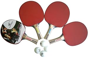 Cornilleau Set de 4 Raquettes de Ping-Pong et 4 Balles pour Table de Ping Pong - Vitesse Modérée, Rotation Standard, Précision et Contrôle Exceptionnels - Idéal pour Tous Les Joueurs de Ping Pong