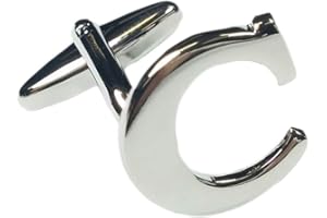 CHARLES WILLIAM FASHION SINGLE (Buy 2 For A Pair) Alphabet Letter Initial Cufflink Wedding Business Mix & Match Silver Letter Cufflinks - LETTERS SOLD INDIVIDUALLY Choose Different Letter For Each Hand
