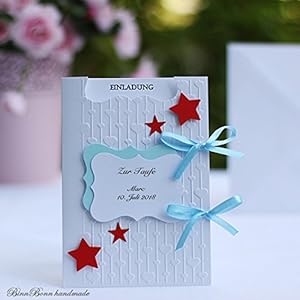 8 Einladungskarten Einladung Taufeinladungen zur Taufe Baby Handarbeit binnbonn