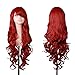 Tenflyer Women Ladies 32" Wigs Long Spiral Curly Hairpiece for Cosplay Party (Dark Red)