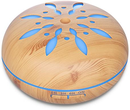Aroma Diffuser 550ML Essential oil Diffuser Electric Ultrasonic Humidifier Aromatherapy Cool Mist Humidifier, Air Purifier, 7 Color LED lights and Timer Settings, Whisper-Quiet -Wood Grain (new design)