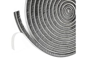 SHOCHX 5m Draft Excluder for Doors Windows, 9mm(W) x 9mm(T) Brush Weather Stripping Tape Self-Adhesive Seal Strip, Gray