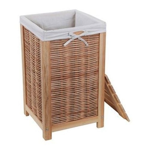 NEG Wäschetruhe ARMADIO (naturbraun) Wäschekorb aus Echtholz mit Korbgeflecht und Baumwoll-Einlage - 2