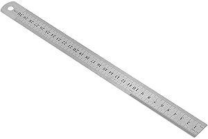 DEKAIM Righello da 30 cm, in metallo, in acciaio inox, con righello bidimensionale per disegnare.