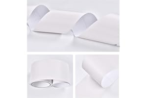 Dostear Friso Para Pared Cenefas Adhesivas BañO Cocina de Papel Para Paredes 3d Infantiles Decorativas Pintado Cocina Vinilo Autoadhesivo Impermeable Blanco cepillado 10 X 500cm