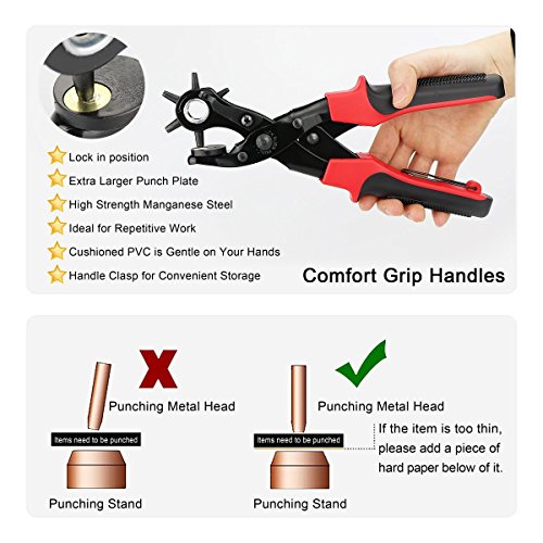 Gürtel Punch Zange verschiedenen Größen drehbar Heavy Duty Punch Zange belt-hole-puncher verwendet für Gürtel, Uhr, Gürtel, Schuhe, Taschen, Kleidung, Pappe, Papier, hart-PVC, etc. - 4