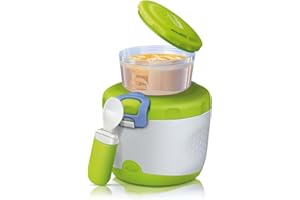 Chicco Thermos Portapappa System Easy Meal 350 ml, Mantiene la temperatura fino a 6 ore, Alimenti caldi e freddi, con Contenitore Per Alimenti da 180 ml e Cucchiaio da Viaggio con custodia, Verde
