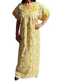 Indiatrendzs Women Cotton Nighty Floral Long Sleepwear Nightgown (Chest: 50)