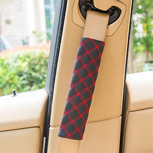 HENGSONG 1 Paar Gurtpolster Gurtschoner Sicherheitsgurt Gurte Schulterpolster Gurtschutz (Rot) - 2