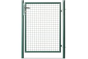 GARDENODE Portillon de Jardin grillagé en Acier galvanisé Porte de Jardin pour clôture avec Serrure Maille 50 x 50 Passage 1m x H 1m20 Vert