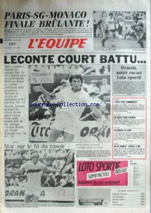 EQUIPE (L') [No 12152] du 05/06/1985 - PSG - MONACO - LECONTE - WILANDER - BASKET - ATHLETISME - COLMAR - CYCLIME - LE GIRO - RUGBY. en ligne