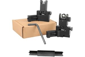 APLUSGEAR Folding 45 Degree Quick Conversion BUIS Optic Iron Sight for AR15 Front and Rear Wheels with Adjustment Tool