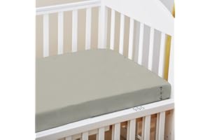 Pizuna 100% Cotton Fitted Cot Sheets Silver, 400 Thread Count Long Staple Cotton Fitted Cot Sheets 140 x 70 cm, Sateen Weave 15 cm Deep Fitted Sheets 1 PC Silver