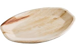 ECO LEAF PRODUCTS ECO Leaf 10 Disposable Palm Leaf Serving Platters, Large Oval 14" x 10" (36cm x 25cm), Trays Starters Canape Wedding Plates, Like Wooden Plates | Sturdy Hot Food Trays, Eco-Friendly Food Trays
