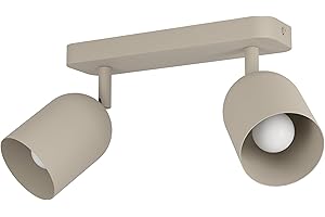EGLO Deckenlampe 2-flammig Tilston, Deckenstrahler Wohnzimmer, Spot Deckenleuchte aus Stahl in Sandfarben, E14 Fassung