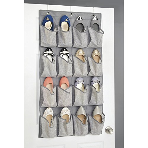 mDesign hängender Stoffschrank – praktischer Hänge-Organizer aus Stoff – das perfekte Hängeregal für Schuhe – graue Hängeaufbewahrung – 16 Fächer – Farbe: grau - 2