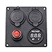 Produktbild Kriogor Dual USB Ladegerät Aluminium Schalter Panel, LED Voltmeter, 12V Steckdose + ON/OFF Schalter 4 Loch Knopfleiste für Auto Boot Marine LKW Motorrad RV ATV Fahrzeuge GPS Handy Kamera Mp3