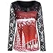 Produktbild Berimaterry Damen Herbst und Winter Lange Ärmel Blouse Frauen Weihnachten Weihnachtsmann Print Spitze Tunika T-Shirt Langarm Top