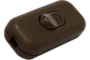 Art Deco Emporium Brown Dual Pole Inline Switch for Light Switches, Small Appliance or Lamp Switch Accepts upto Three Core Round or Flat Wire and Flex 6Amp 230V Double Pole Switching