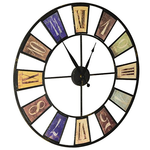 Riesen Wanduhr 60cm aus Metallelementen im Vintage Shabby Design - 2