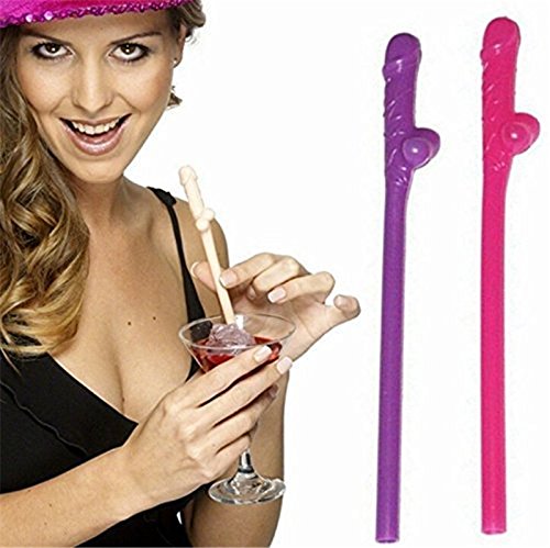 Hosaire 10 Stück/set Hen Party Trinkhalme Party Willy Straws Kreative Birds Straws für Erwachsene Tanz Henne Party Zubehör Spaßparty,Rose - 8