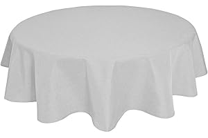 LEINEN-OPTIK-KOLLEKTION Tischdecke Leinenoptik Leinen Lotuseffekt Wasserabweisend Lotus Rund Ø140 Hellgrau