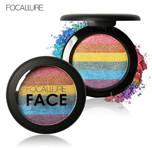 Eyeshadow,Ularma Focallure Rainbow Highlight Palette Baked Blush Face Shimmer Color