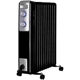 Orbegozo RN 2500 - Radiador de aceite, 11 elementos, 2500 W, luz LED, termostato regulable, recogecables, ruedas pivotantes