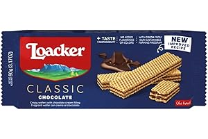 Loacker Wafers, Chocolate Flavour Wafer Biscuits, Classic Italian Biscuits, All Natural Ingredients, Light Snack,90 g (Pack of 1)