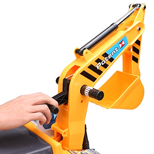 Busyall Ride On Digger Excavator Pretend Play Bulldozer Construction Truck Toy with Helmet