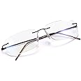 Vepiant Rimless Progressive Multifocus Reading Glasses Anti Blue Light Computer Readers for Women Men Eyewear Presbyopia Eyeglasses